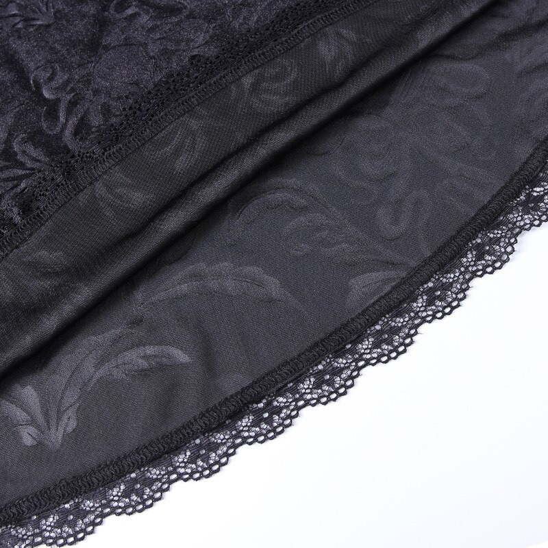 Gothic Lace Trim Black Skirt / Goth High Waist Mini Skirt / Women's A Line Skirts - HARD'N'HEAVY