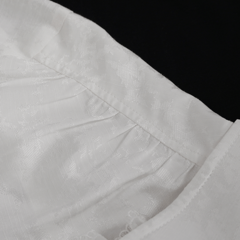 Gothic Long Lantern Sleeves Shirt / Male Jacquard White Shirt with Lace Ruffles - HARD'N'HEAVY