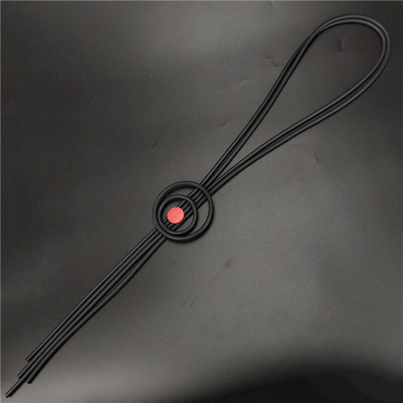 Gothic long tassel necklace for women, handmade with rubber and wood, perfect for gothic fashion outfits.