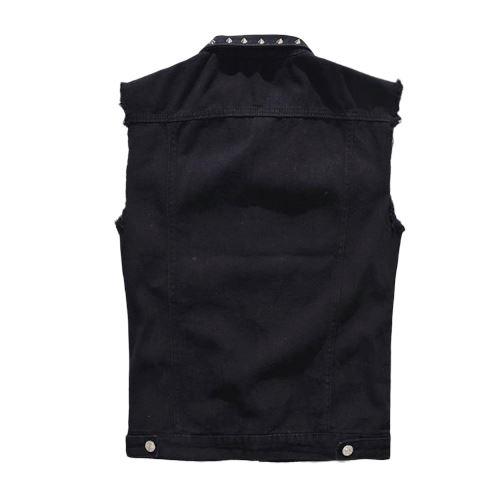 Men's Gothic studded sleeveless vest in vintage black, perfect for rock and goth outfits.