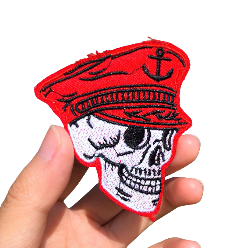 Gothic Patch Of Skull In Captain Sailor Hat / Stylish Embroidered Accessories For Clothes - HARD'N'HEAVY