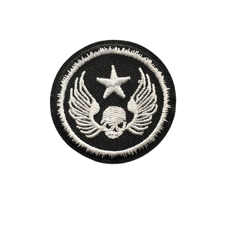 Gothic patch featuring a skull with wings and a star, perfect for unisex rock style clothing accessories.