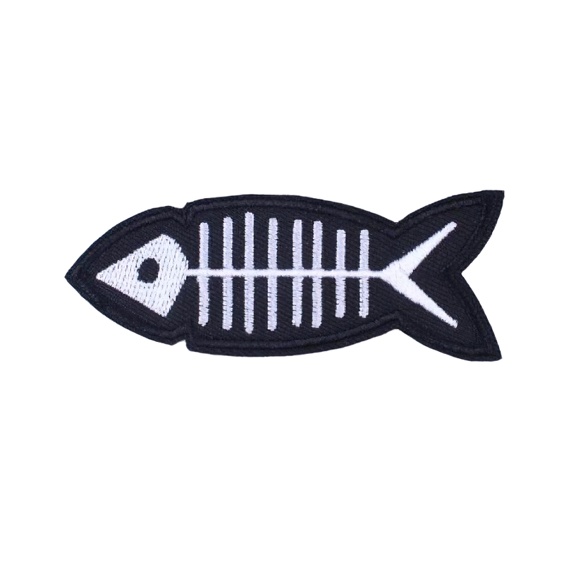 Gothic Patches Of Fish Skeleton For Clothing / Casual  Rock Style Embroidered Badges - HARD'N'HEAVY