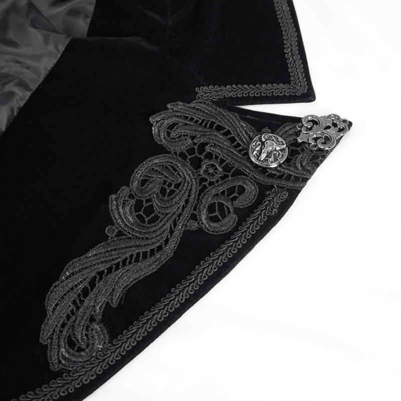 Gothic Pattern Swallowtail Coat / Men's Flared Sleeves Zipper Tailcoat - HARD'N'HEAVY