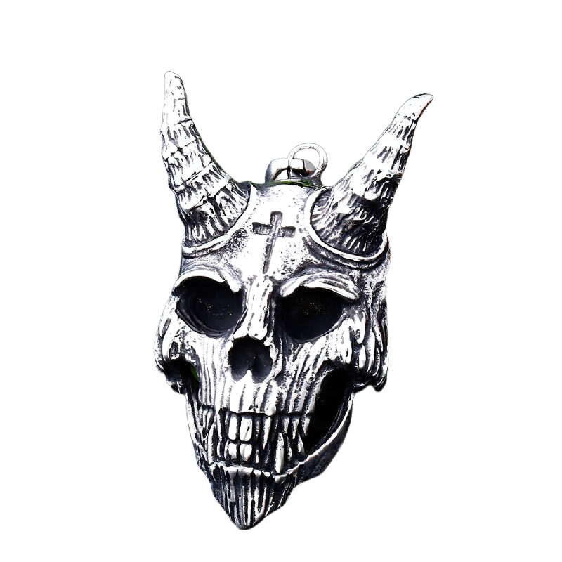 Gothic Pendant Of Horn Devil Skulltainless / Unisex Vintage Necklace  Of Stainless Steel - HARD'N'HEAVY