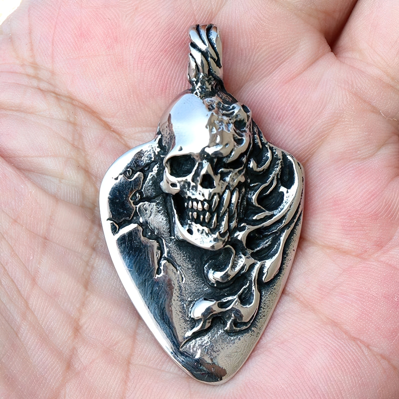 Unisex stainless steel skull pendant in rock style, perfect for adding edge to any outfit.
