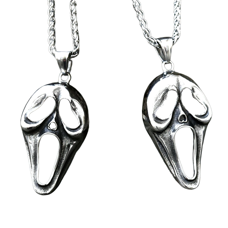 Gothic stainless steel unisex pendant featuring a screaming face design, perfect for rock style jewelry enthusiasts.