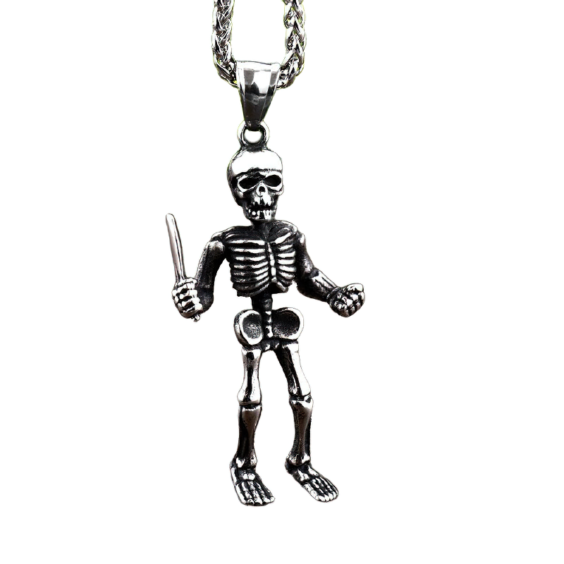 Gothic Pendant Of Skull Biker And Knife / Unisex Fashion Necklace / Alternative Fashion - HARD'N'HEAVY