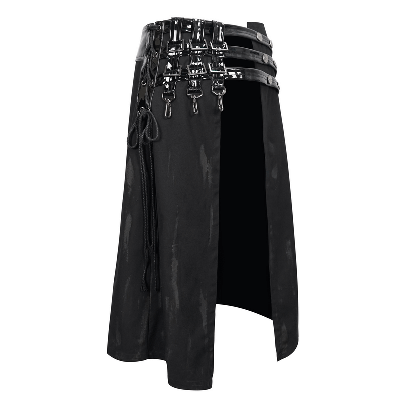 Gothic PU leather belt half skirt for men with rivets and clasps, perfect for punk rock outfits.
