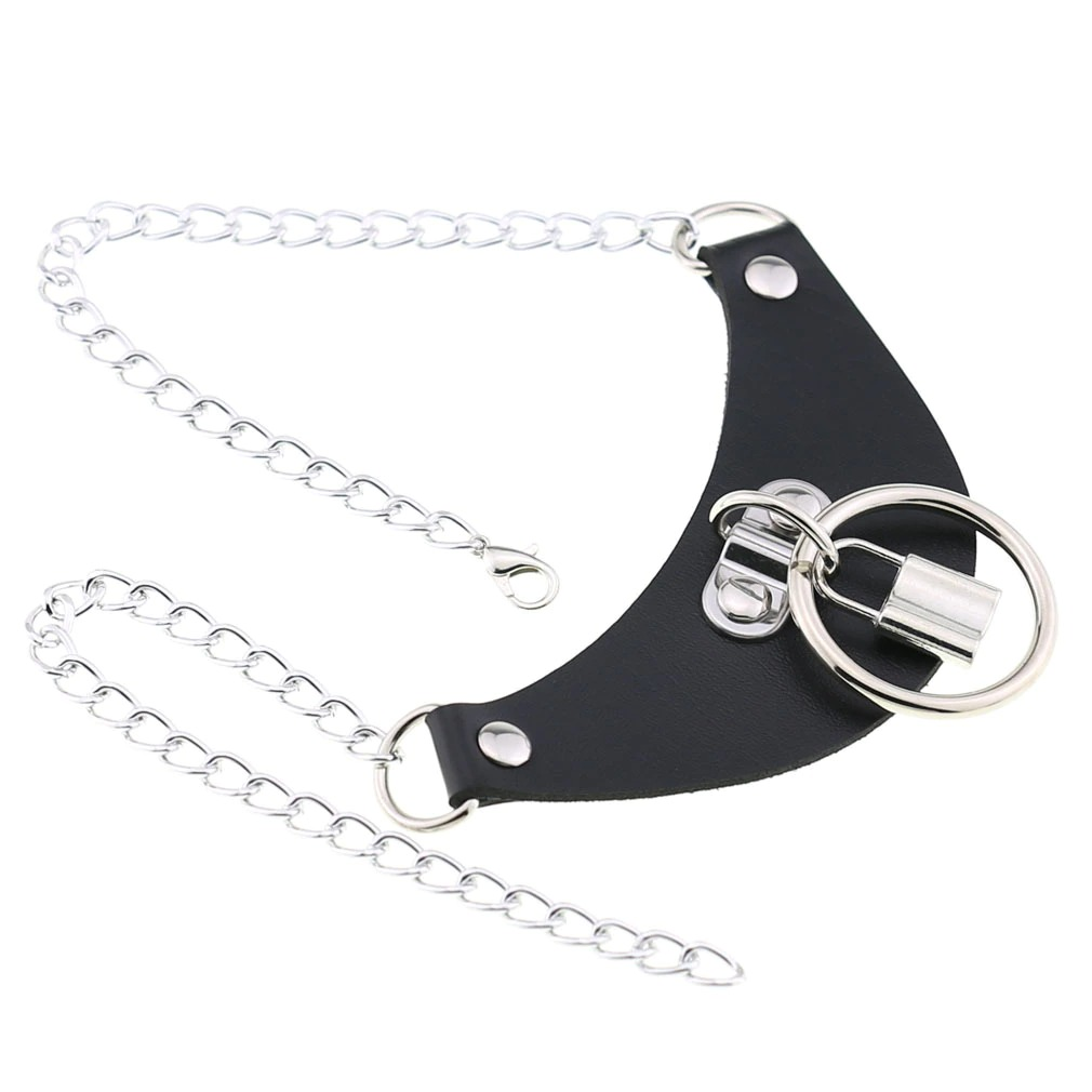 Gothic PU Leather Choker Collar For Women / Female Necklace of Chains with Lock Key - HARD'N'HEAVY