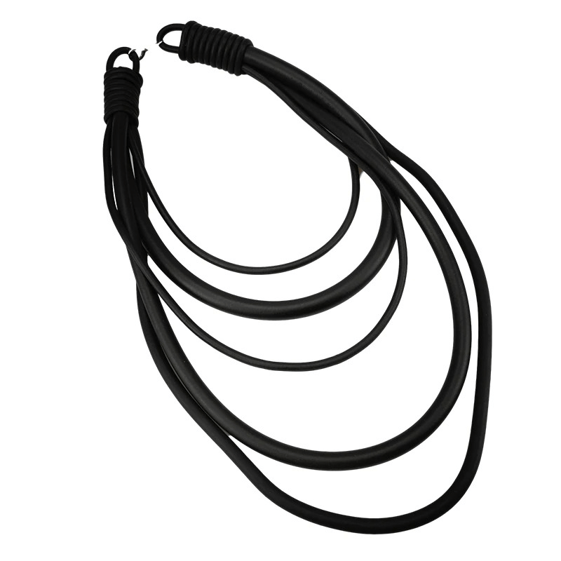 Gothic punk black rubber necklace for women - handmade designer accessory with stylish layered design.