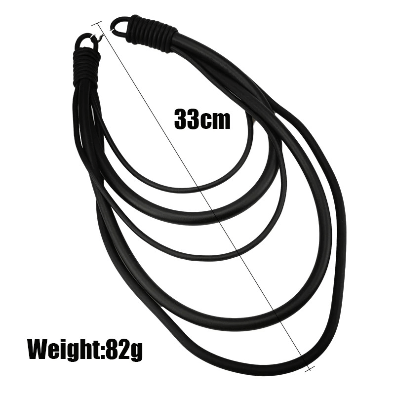 Gothic punk black rubber necklace, handmade women's accessory, 33cm long, lightweight 82g, fashionable design for punk outfits.