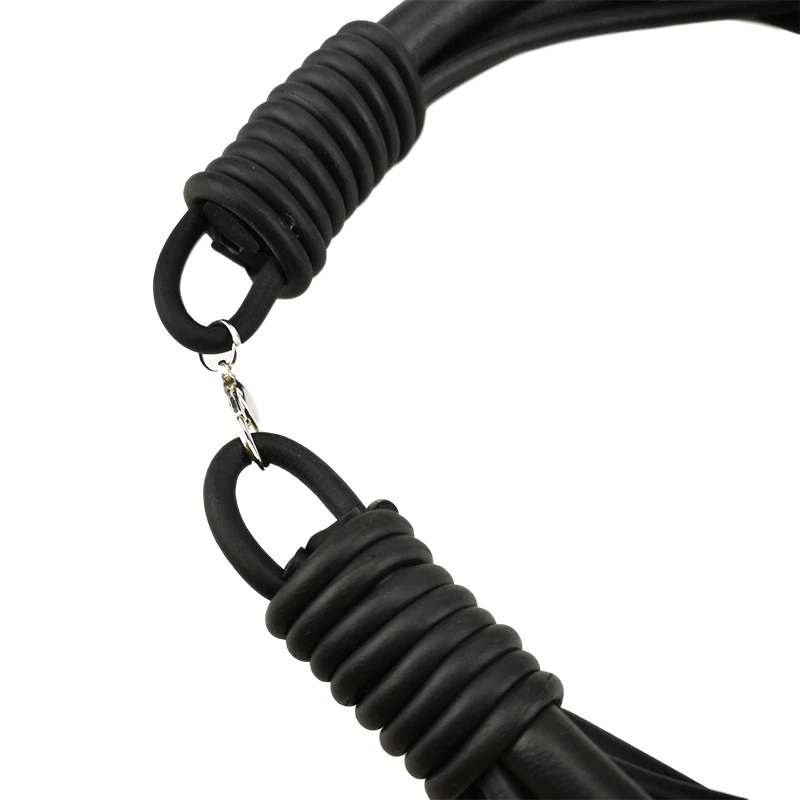 Gothic punk black rubber necklace close-up, showcasing stylish coiled design and secure clasp for women.