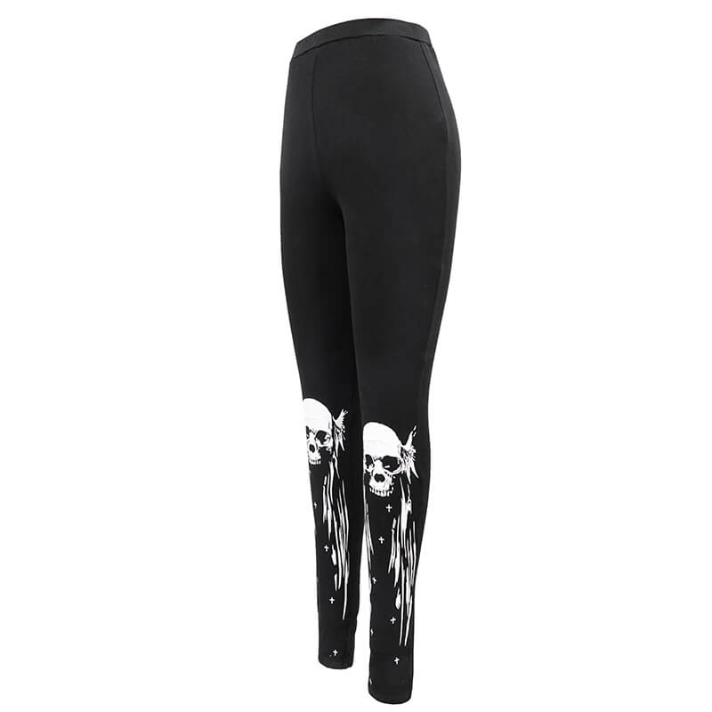 Gothic Punk Black Skull Leggings for Women / Female Clothing in Alternative Style - HARD'N'HEAVY