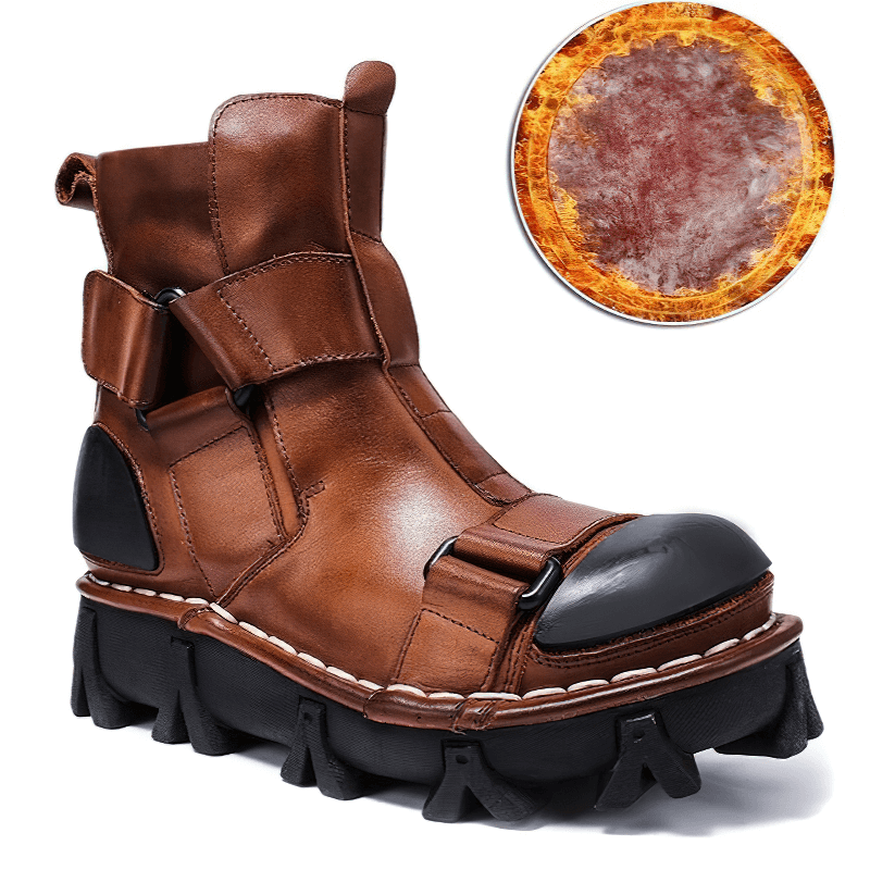 Gothic punk breathable genuine leather boots with unique design and sturdy sole for a stylish edge in your wardrobe.