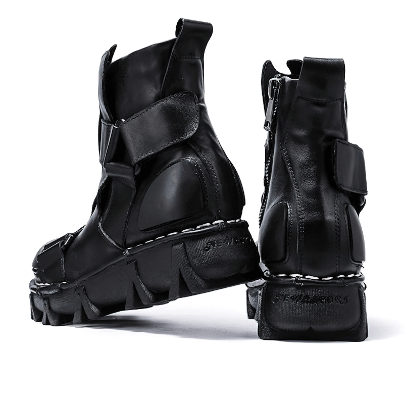 Gothic punk breathable genuine leather boots with unique vamp design and bold chunky sole. Perfect for your edgy wardrobe!