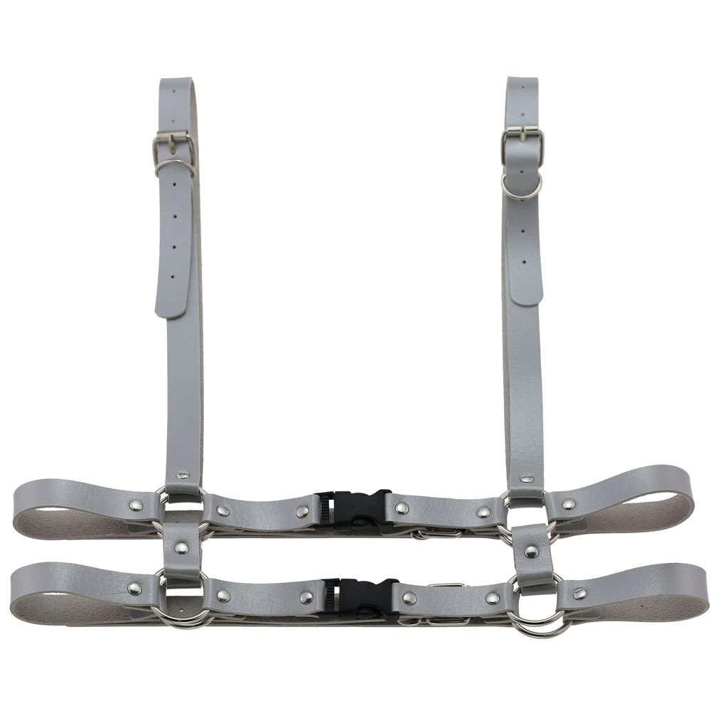 Gothic punk leather body harness for women, adjustable size with zink alloy details, perfect for stylish outfits.