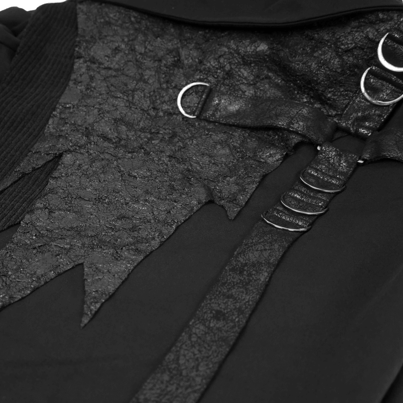 Gothic Punk Male Black High Neck Collar Sleeve Irregular Sweatshirt / Stylish Men's Warm Clothing - HARD'N'HEAVY