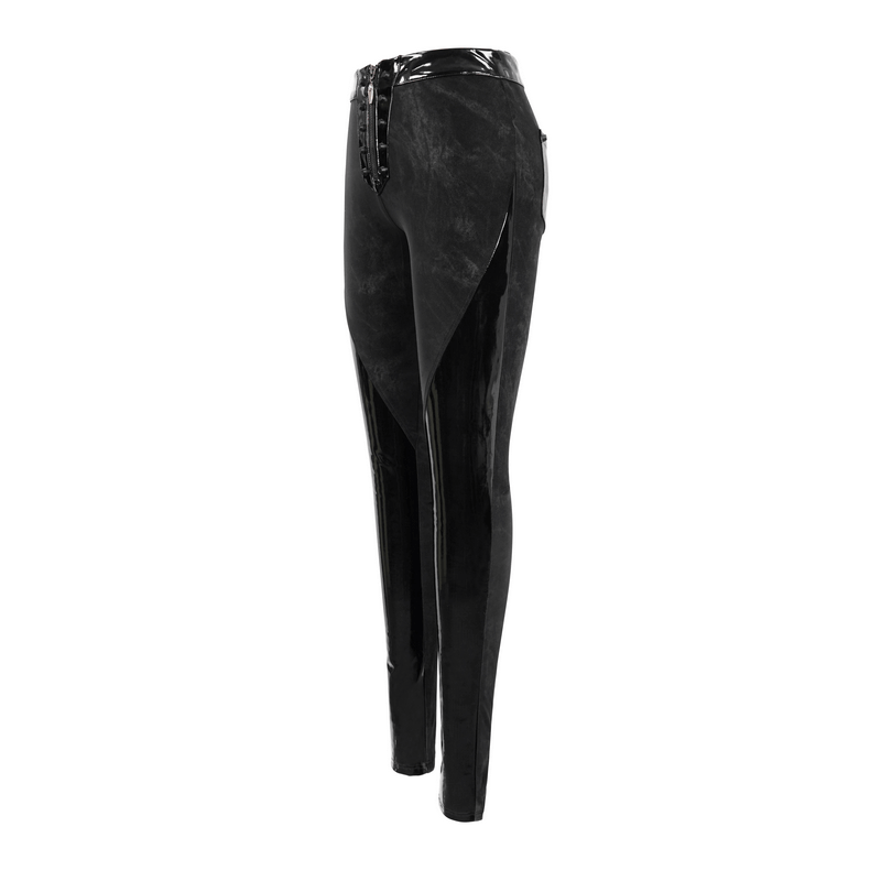 Gothic PU Leather Zipper Trousers / Women's Skinny Pants with Rivets / Alternative Clothing - HARD'N'HEAVY