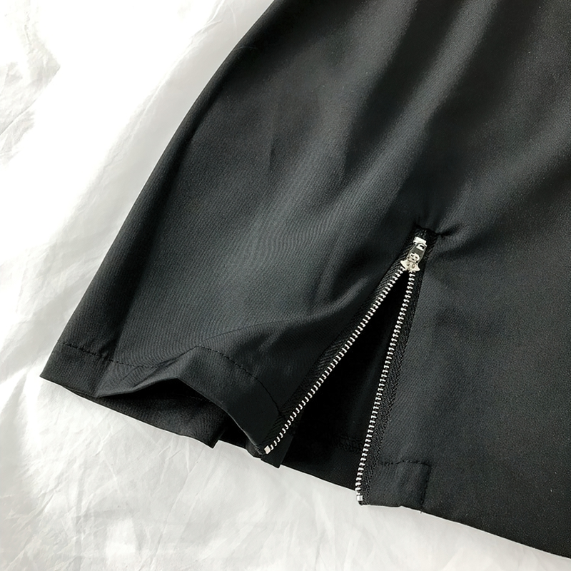 Gothic Punk Short Sleeve Blazer Dress / Fashion Black Mini Dress With Staple - HARD'N'HEAVY