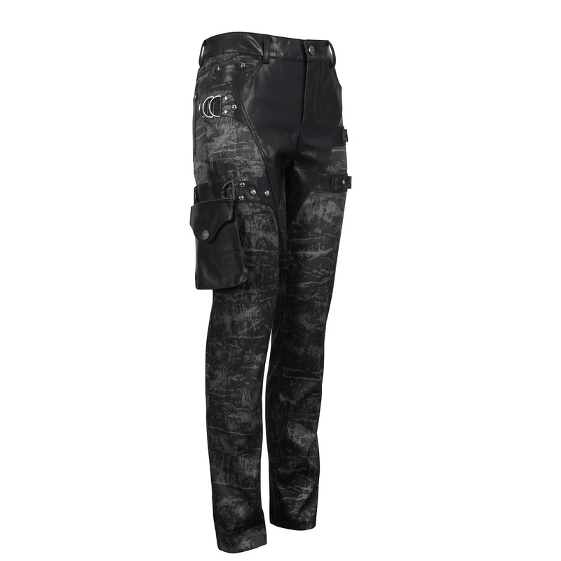 Gothic Punk Style Long Trousers With Detachable Pocket / Men's Black Pants - HARD'N'HEAVY