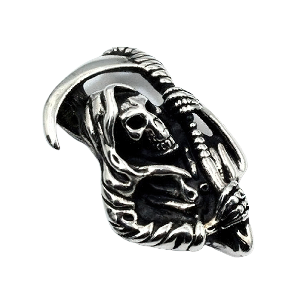 Gothic Reaper Pendant / Vintage Sterling Silver Jewerly / Unisex Skeleton Pendant - HARD'N'HEAVY
