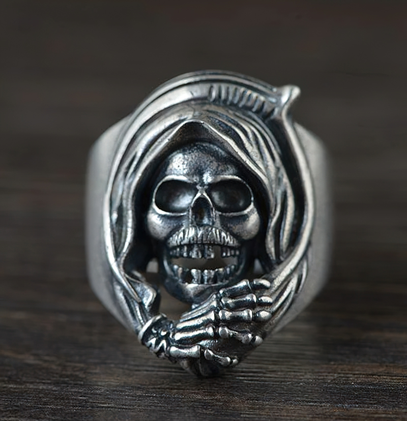 Gothic Ring Of Reaper Death Skull / Unisex Solid Jewelry Of 925 Sterling Silver - HARD'N'HEAVY