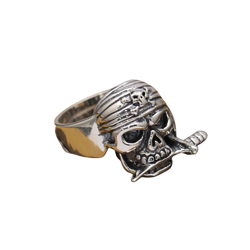 Gothic RIng Of Skull With Knife In Mouth / Unisex Jewelry Of 925 Sterling Silver - HARD'N'HEAVY