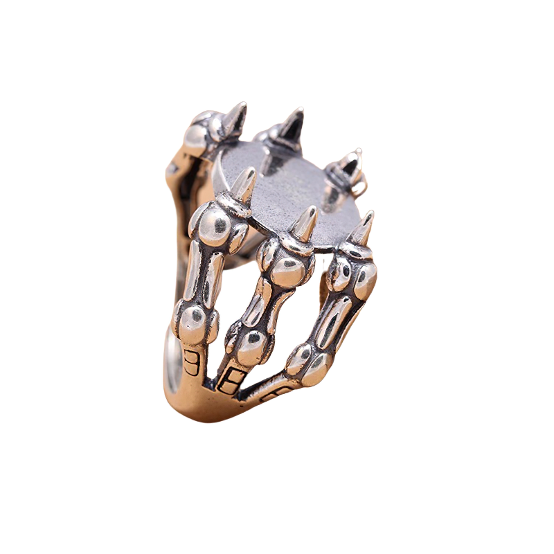 Gothic Semi Mount Bases Ring Of Skeleton Hand / Unisex Jewelry Of 925 Sterling Silver - HARD'N'HEAVY