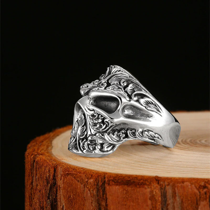 Gothic Silver Ring in form Skull / Adjustable Jewelry of Real 925 Sterling - HARD'N'HEAVY