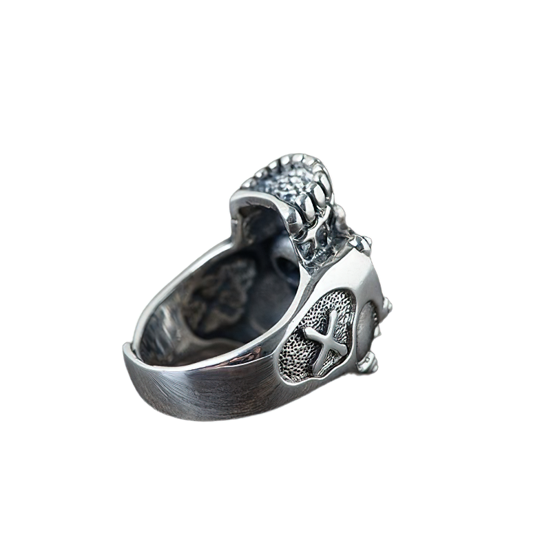 Gothic 925 sterling silver skull skeleton ring, unisex vintage rock style jewelry, perfect gothic accessory.