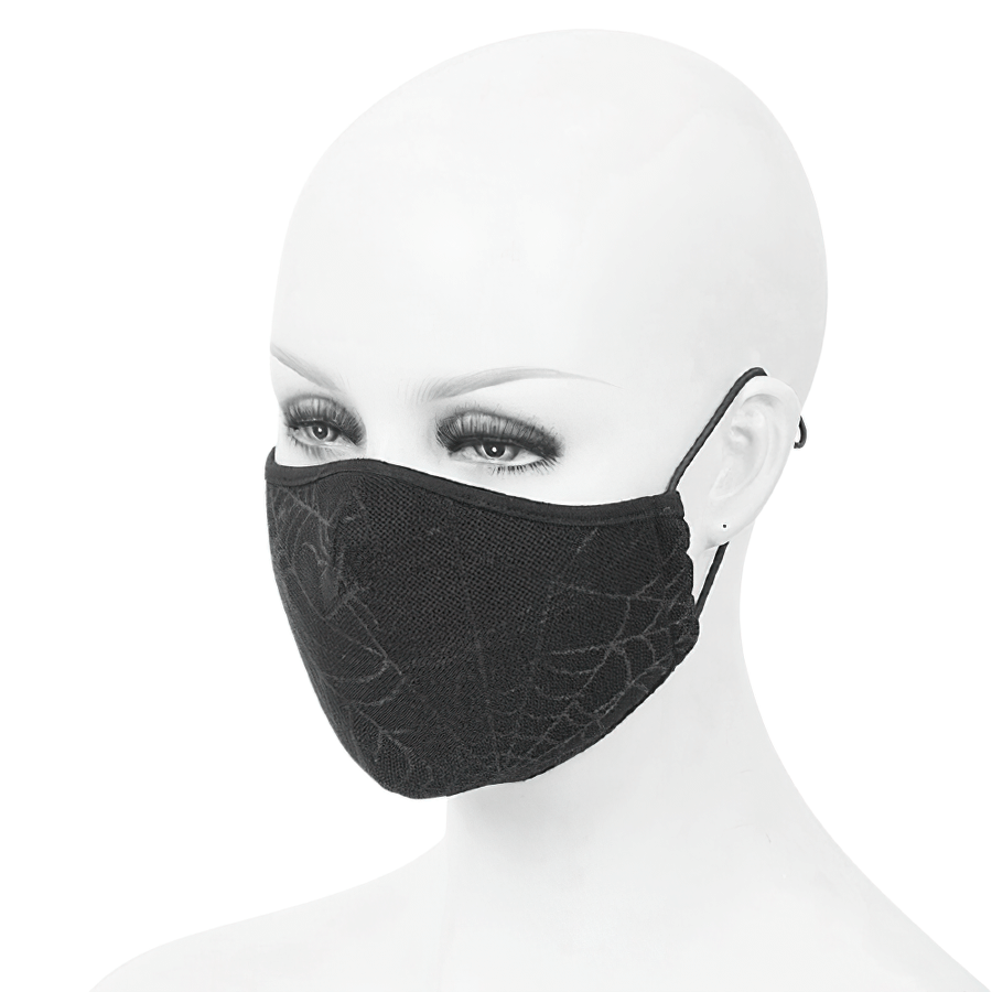 Gothic Spiderweb Face Mask / Black Breathable Mask with Adjustable Straps - HARD'N'HEAVY