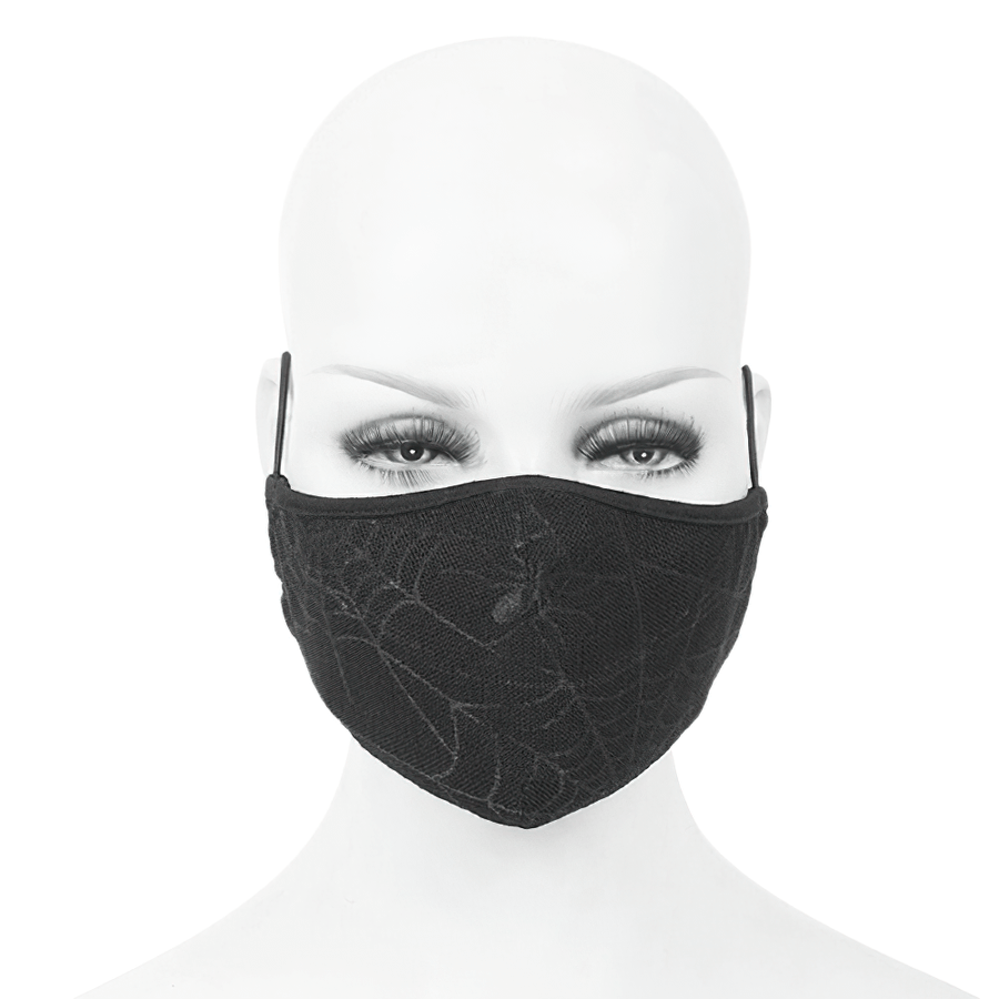 Gothic Spiderweb Face Mask / Black Breathable Mask with Adjustable Straps - HARD'N'HEAVY