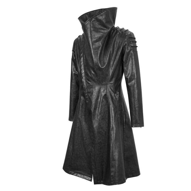 Stylish Gothic stand collar faux leather coat for men, perfect for punk fashion lovers, featuring a unique design.