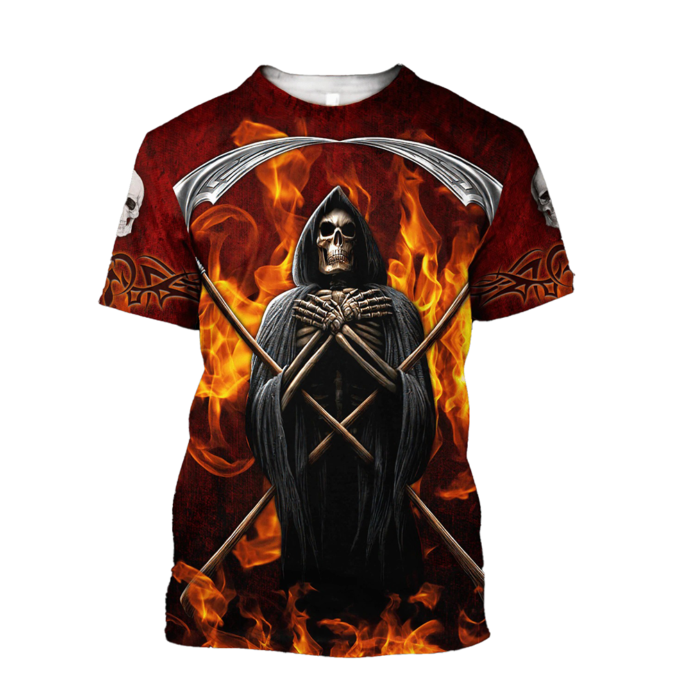 Gothic Style 3D Print T-shirt for Men / Alternative Fashion Short Sleeve T-shirts with Demon - HARD'N'HEAVY