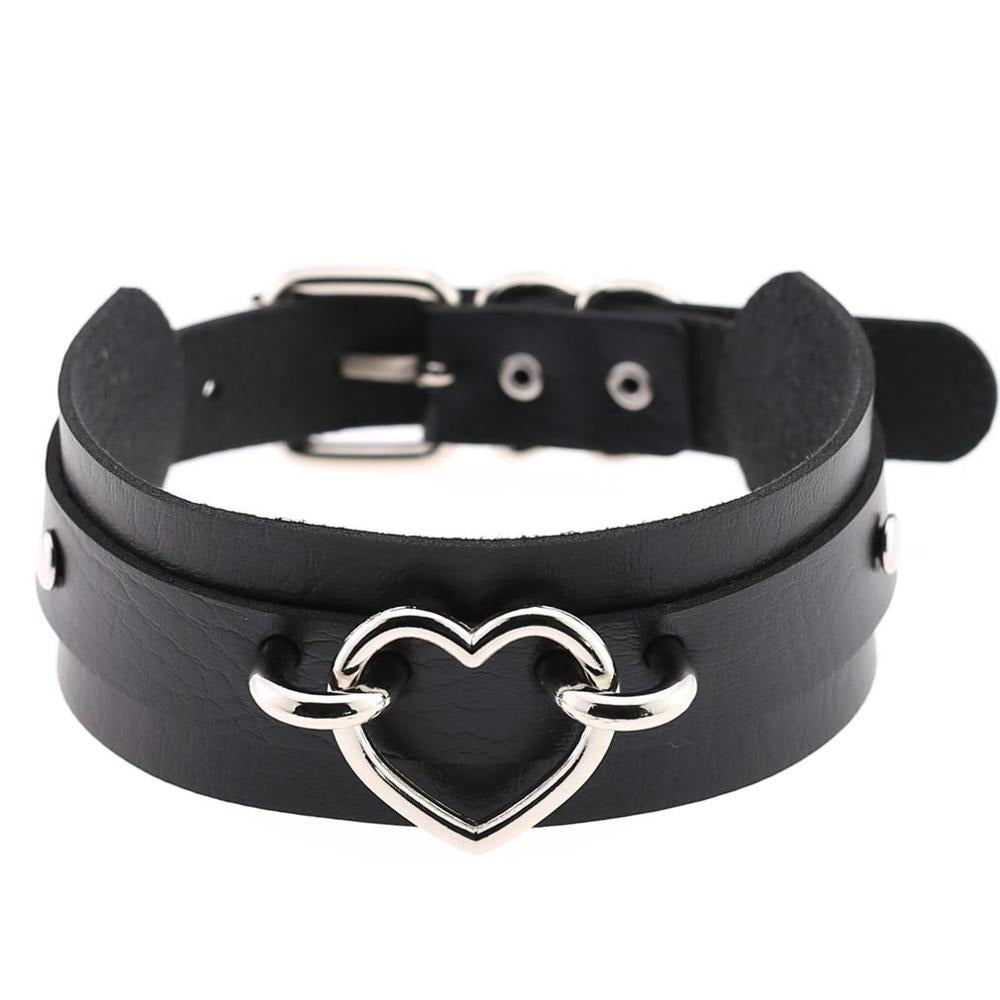 Gothic style Heart Choker Necklace / Goth Jewelry Chocker / Stud Black Goth collar for Women - HARD'N'HEAVY