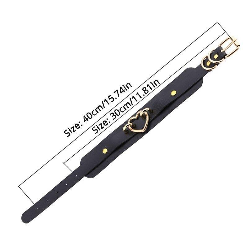 Gothic style heart choker necklace with reliable clasp, leather band, and adjustable size for trendy women.