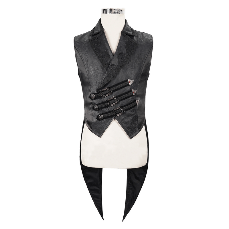 Gothic Style Lace Applique Waistcoat With Buckles / Men's Swallow Tailcoat with Lace up on Back - HARD'N'HEAVY