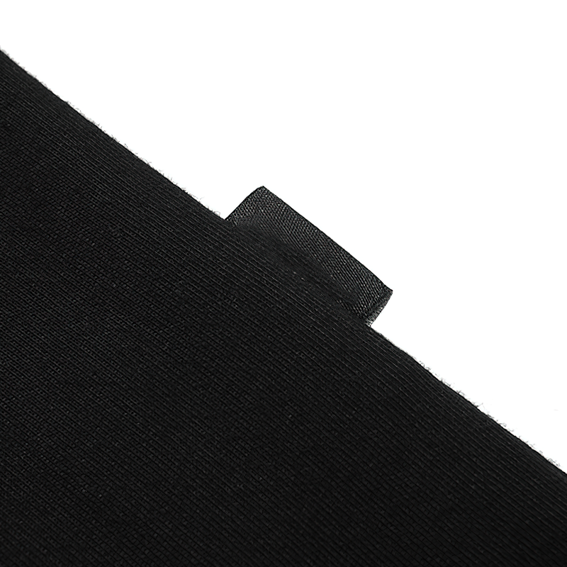 Close-up of the tag on a black Gothic style loose top, highlighting the quality and casual design.
