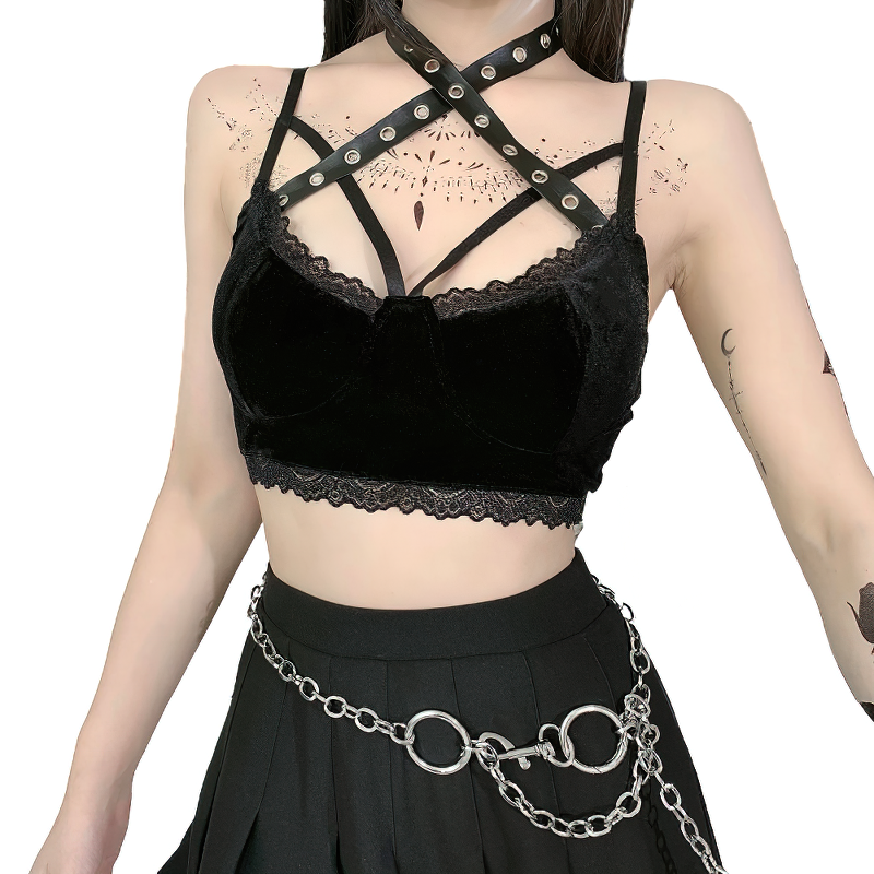 Gothic Style Women's Black Sexy Top / Grunge Backless Slim Camisoles - HARD'N'HEAVY