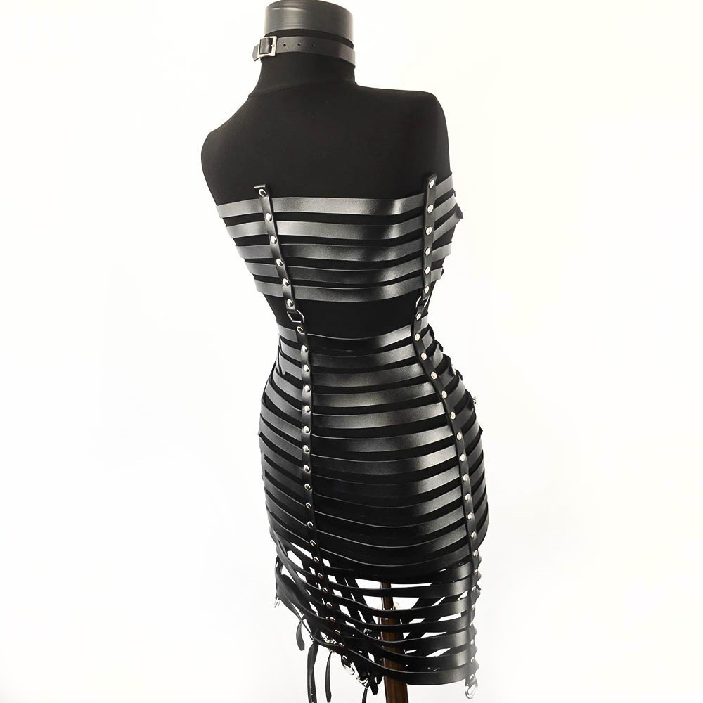 Gothic Style Women's PU Leather Harness Clothing / Sexy Bondage Dress and Skirt - HARD'N'HEAVY