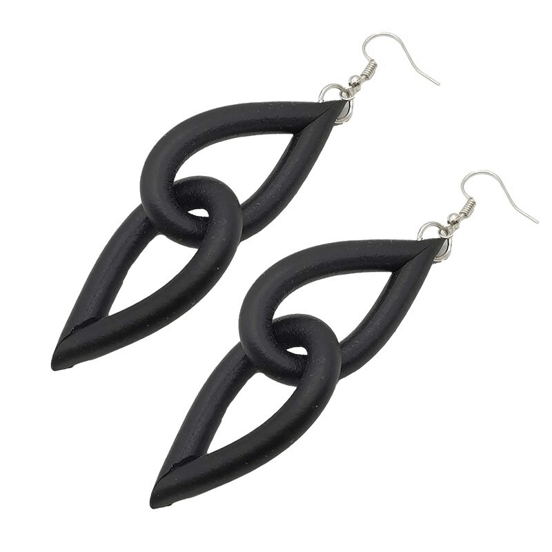 Handmade gothic black rubber earrings for women, stylish and unique accessory to enhance your look.
