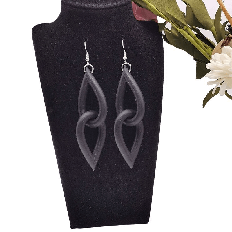 Gothic black rubber earrings for women, handmade stylish accessory, perfect for a unique gothic look.