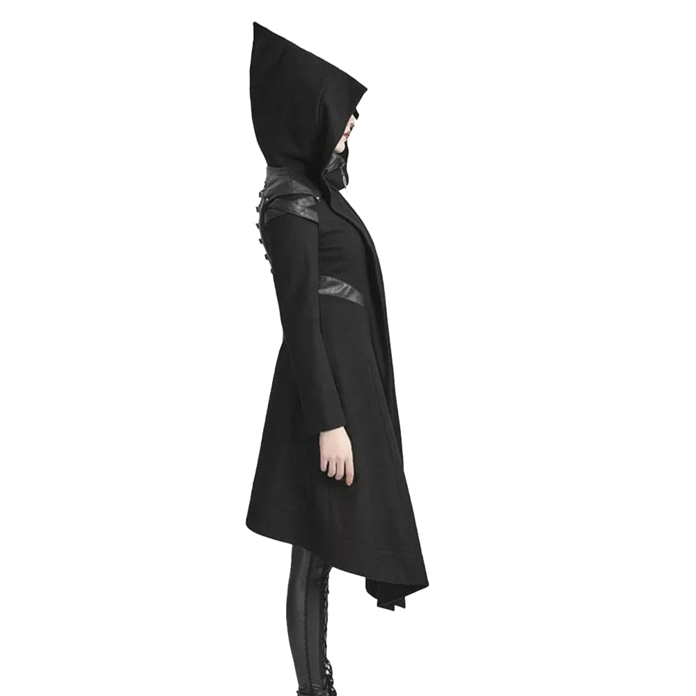 Gothic trench Women Overcoats / Vintage Alternative Fashion Plain Gothic Coats - HARD'N'HEAVY