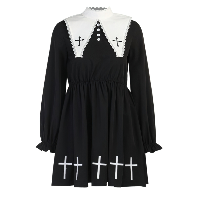 Gothic Vintage Black Dress For Women / High Waist Dress / Alternative Fashion - HARD'N'HEAVY