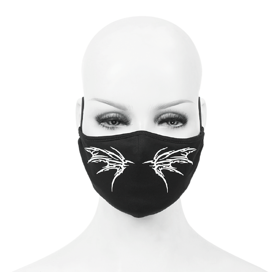 Gothic White Butterfly Face Mask / Comfortable Mask with Adjustable Elastic Bands - HARD'N'HEAVY