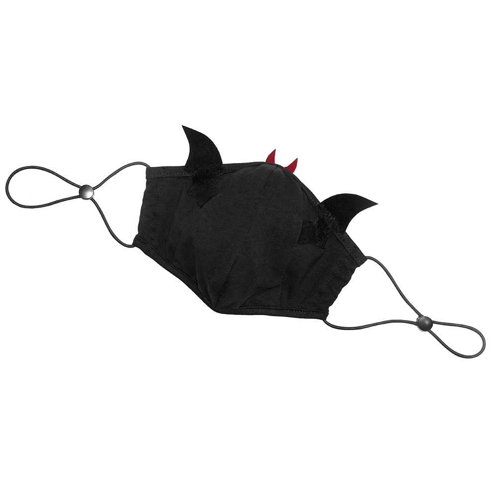 Gothic Women's Cotton Mask with Wings / Black Face Mask with Elastic Adjustable Straps