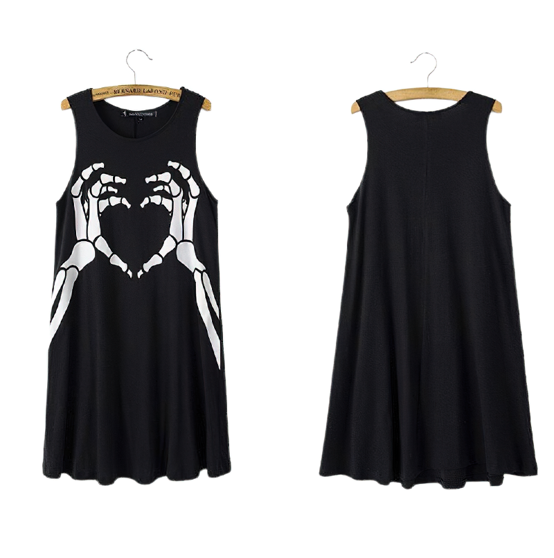 Gothic Women Sexy Dresses With Cool Print / Casual Stylish Dress - HARD'N'HEAVY