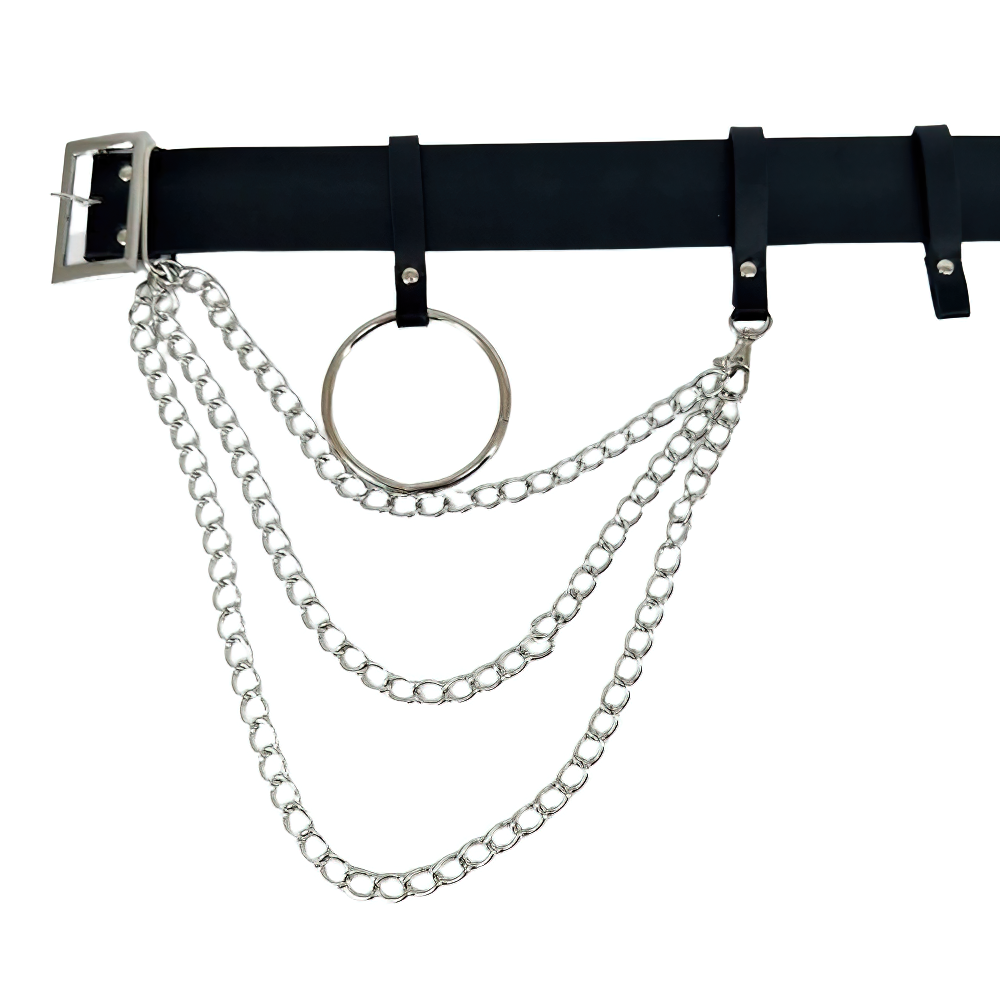 Gothic Women's Faux Leather Belt With Metal Chains / Punk Style Waist Straps Harness - HARD'N'HEAVY