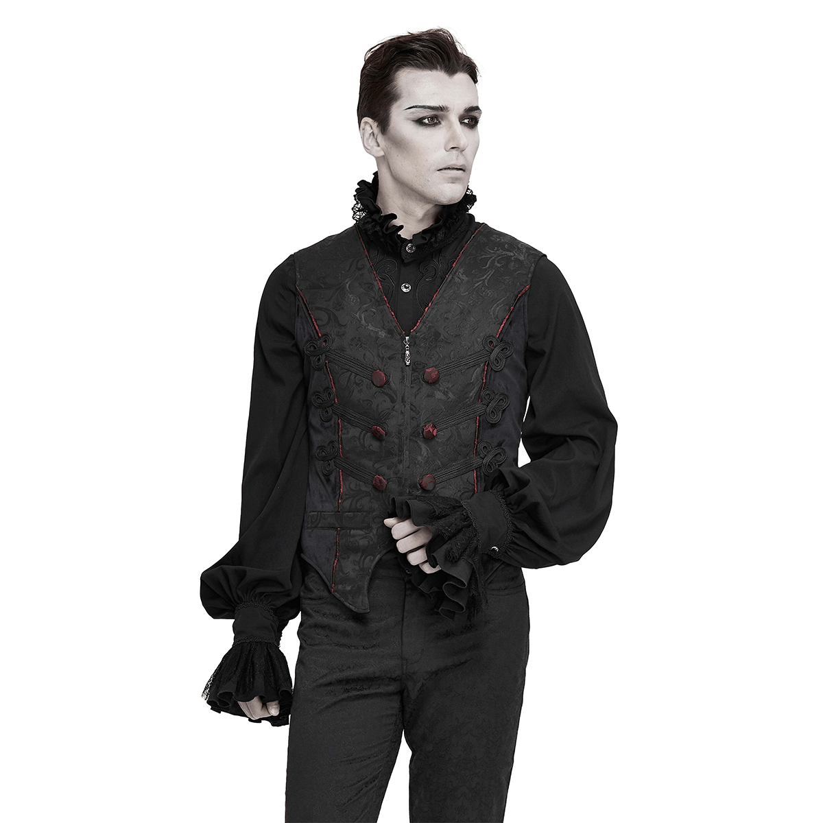 Gothic Zip Jacquard Tailed Vests / Elegant Vest with Lacing at the Back / Alternative Fashion - HARD'N'HEAVY